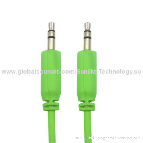 Audio Cable, Molding, Nickel-plated, Half-shiny, Half Matte, 3.5SP Male-to-male